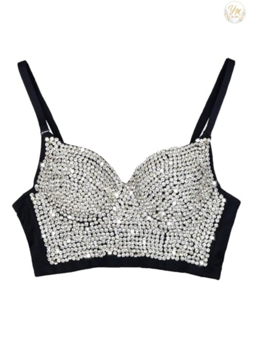 Rhinestone Diamond Push Up Bustier Crop Top Corset Bra